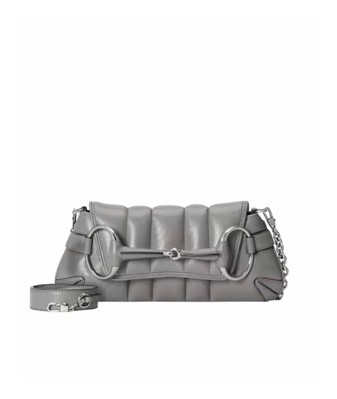 GUCCI Серая кожаная сумка через плечо, фото 9