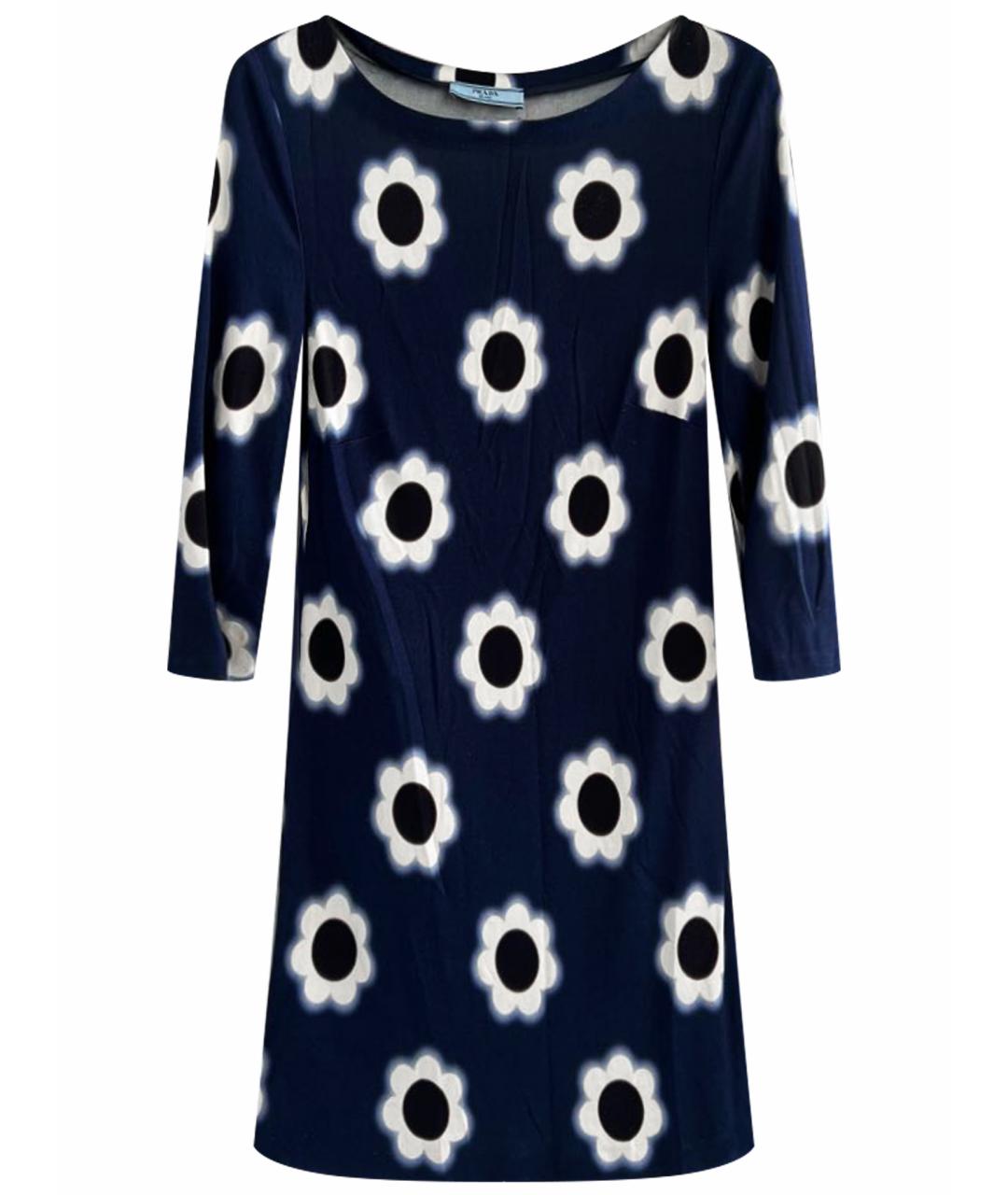 PRADA Синее шелковое повседневное платье, фото 1