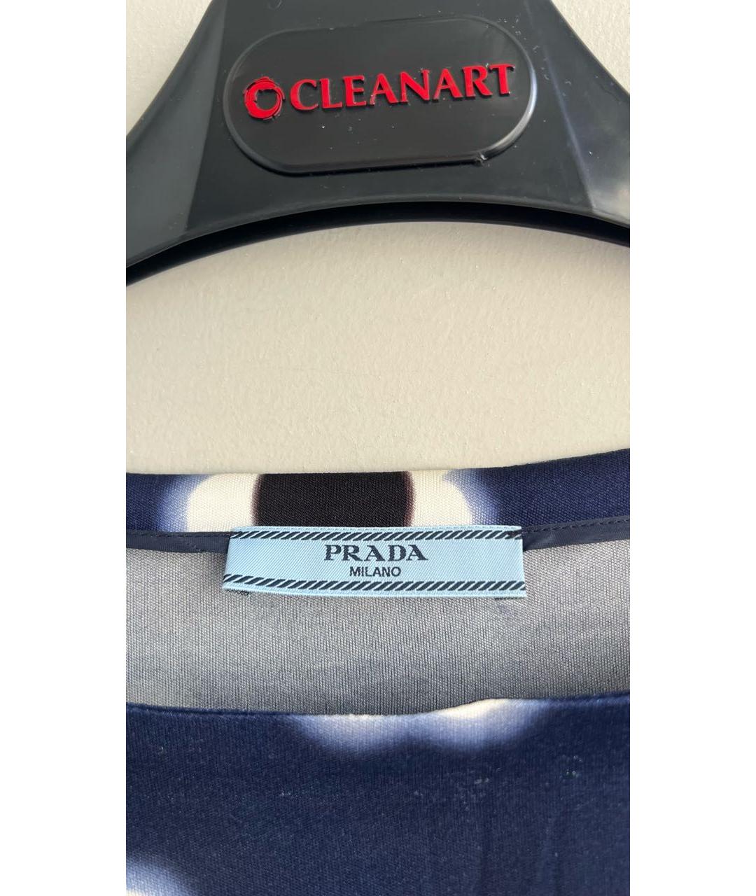 PRADA Синее шелковое повседневное платье, фото 3