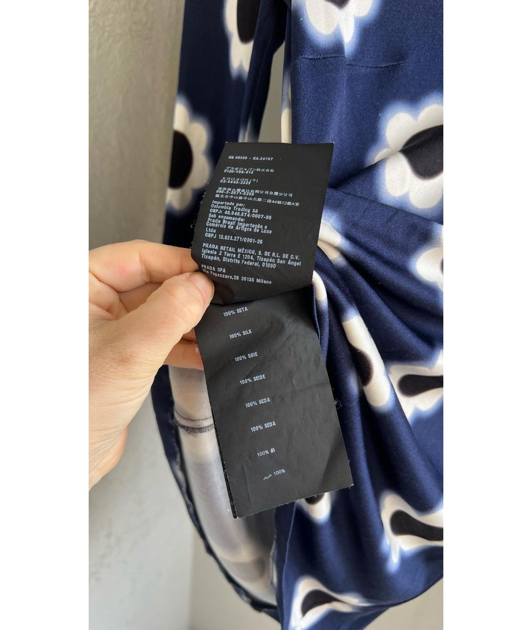 PRADA Синее шелковое повседневное платье, фото 6