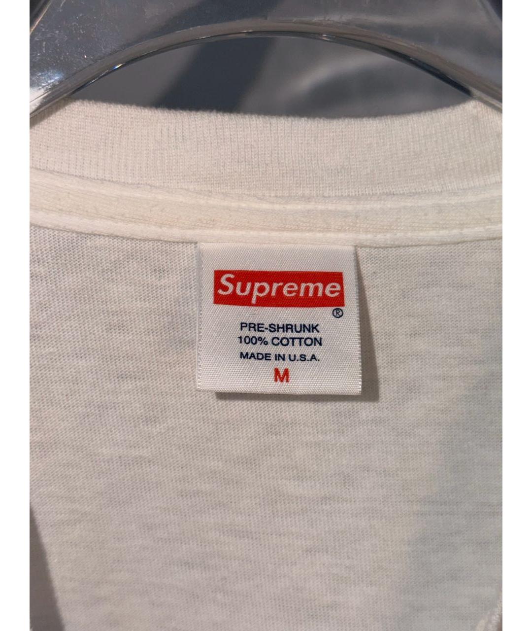 SUPREME Белая хлопковая футболка, фото 5