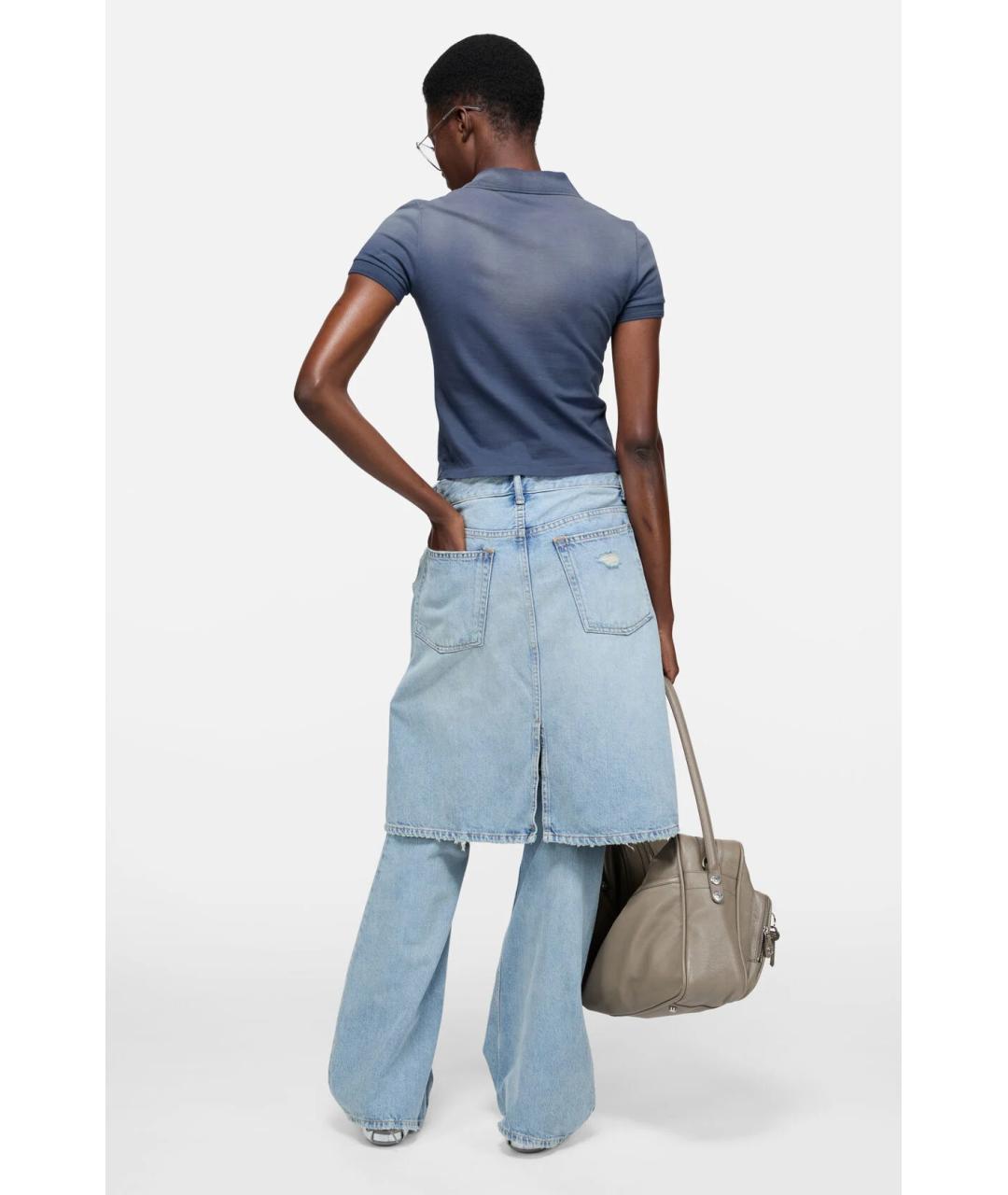 ACNE STUDIOS Синяя хлопко-эластановая футболка, фото 5