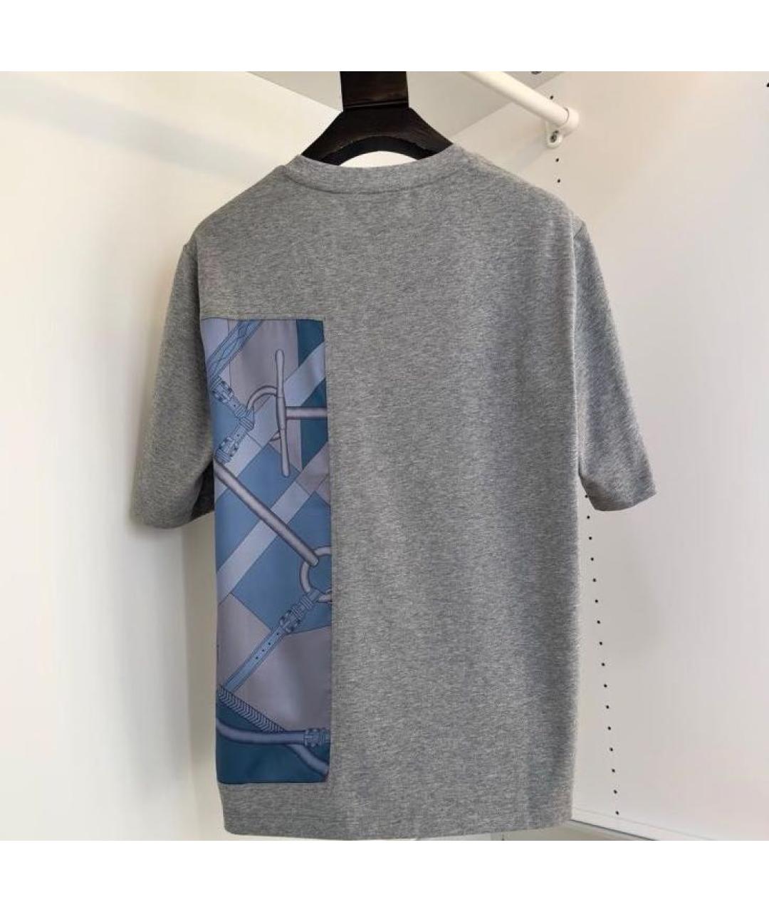 HERMES Серая хлопковая футболка, фото 2