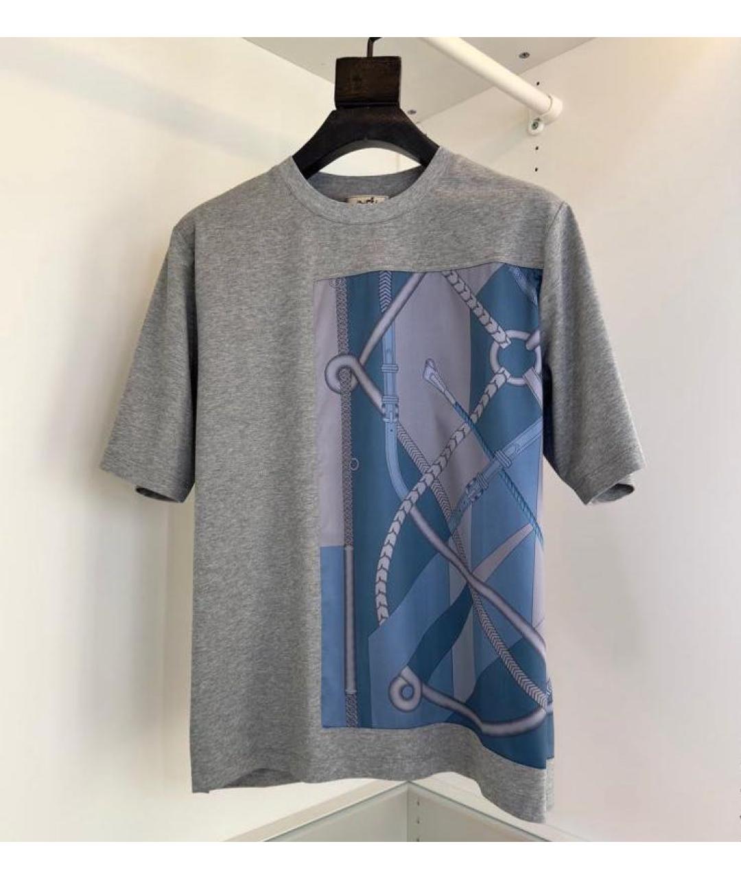 HERMES Серая хлопковая футболка, фото 6