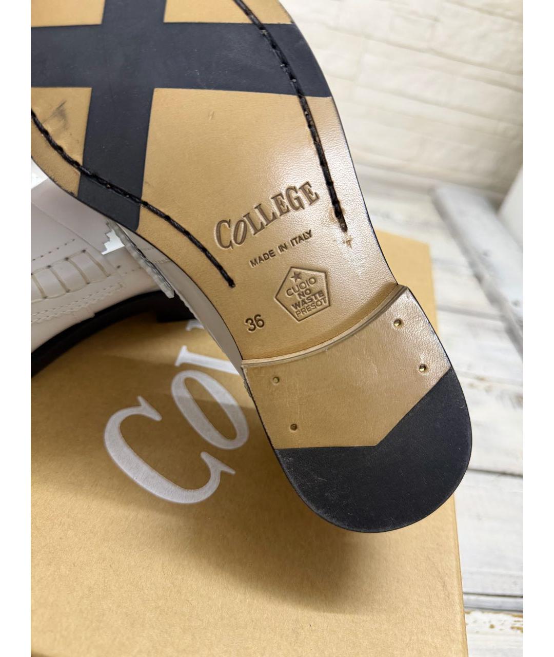 COLLEGE Белые кожаные лоферы, фото 7