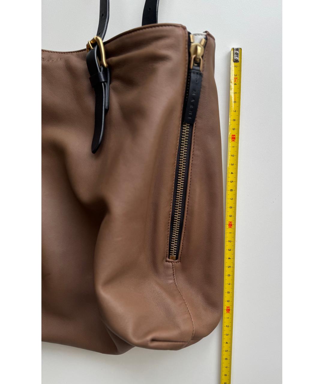 MARNI Коричневая кожаная сумка тоут, фото 8