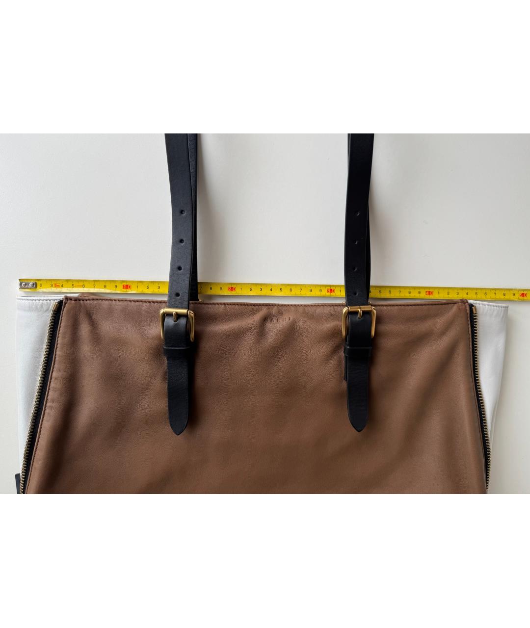 MARNI Коричневая кожаная сумка тоут, фото 7