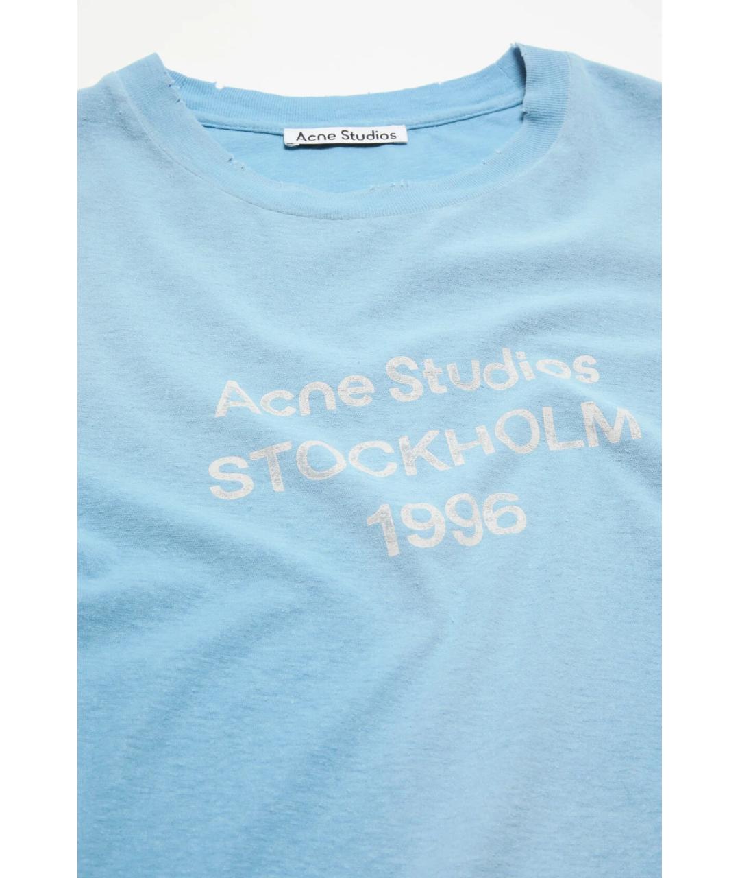 ACNE STUDIOS Голубая хлопковая футболка, фото 3