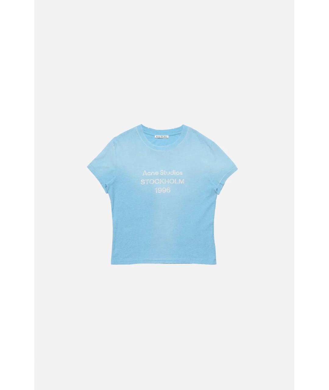 ACNE STUDIOS Голубая хлопковая футболка, фото 4