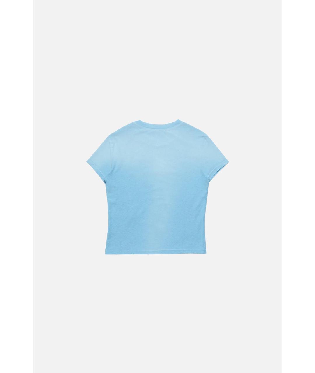 ACNE STUDIOS Голубая хлопковая футболка, фото 2