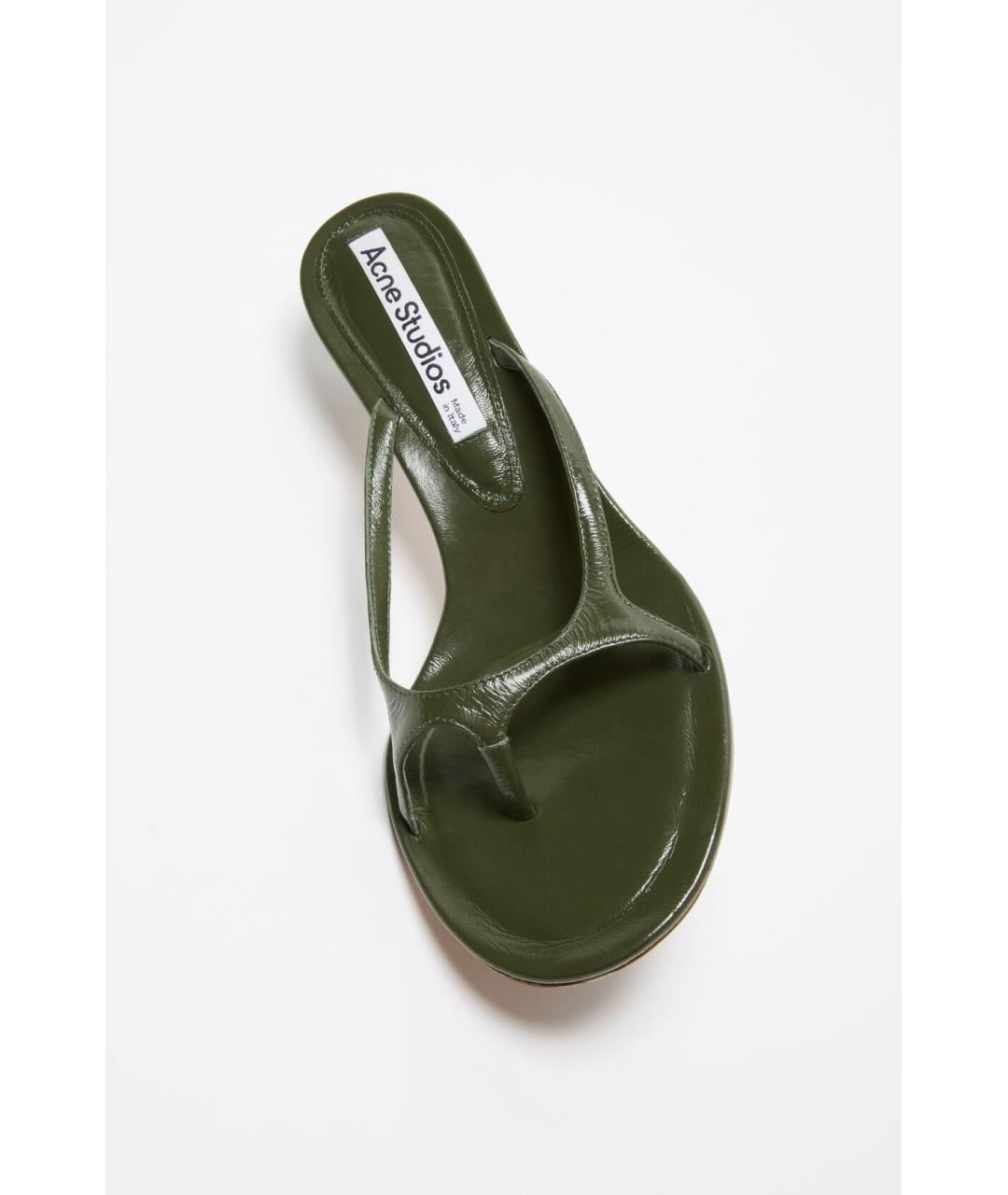 ACNE STUDIOS Зеленые кожаные босоножки, фото 3