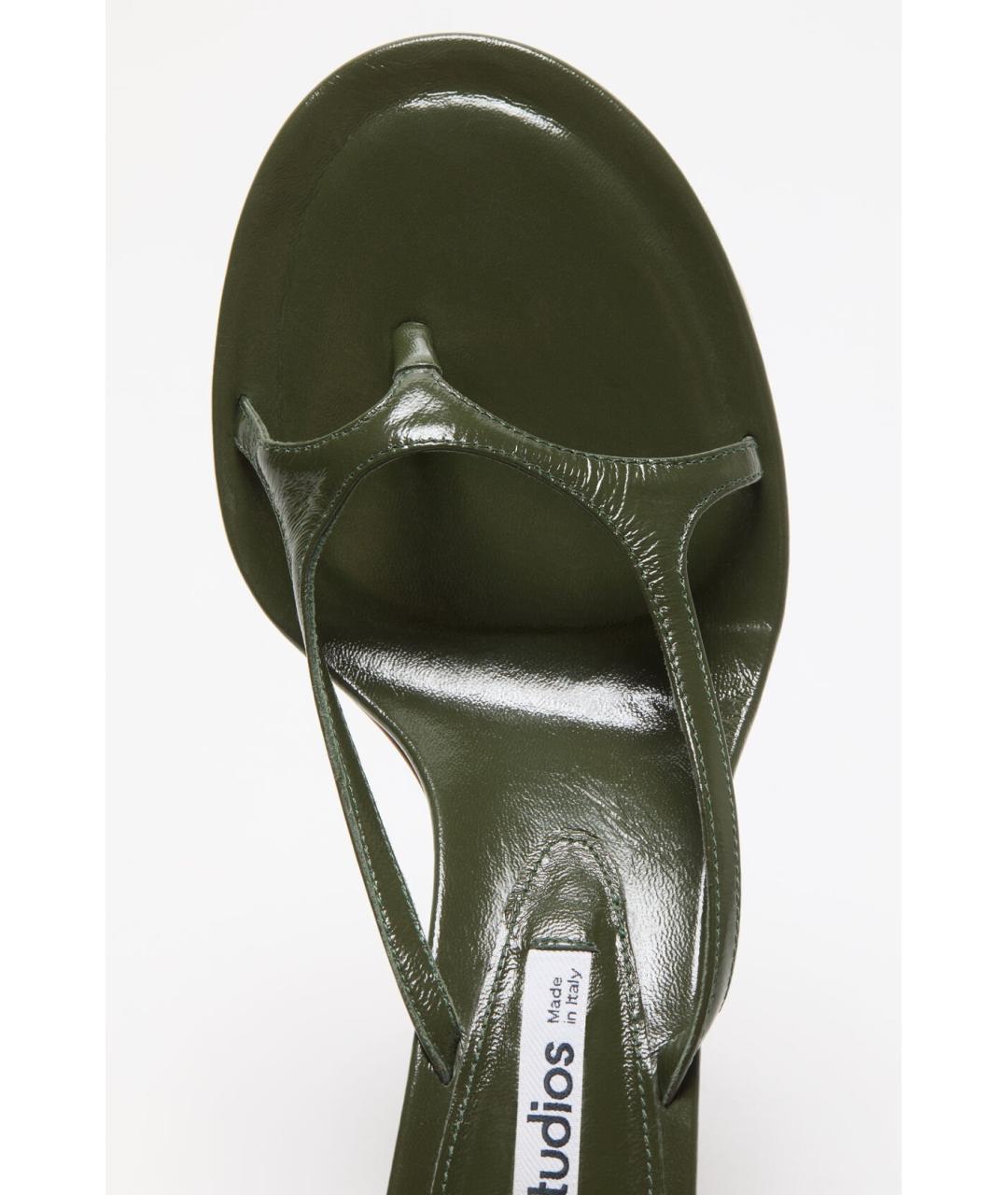 ACNE STUDIOS Зеленые кожаные босоножки, фото 4