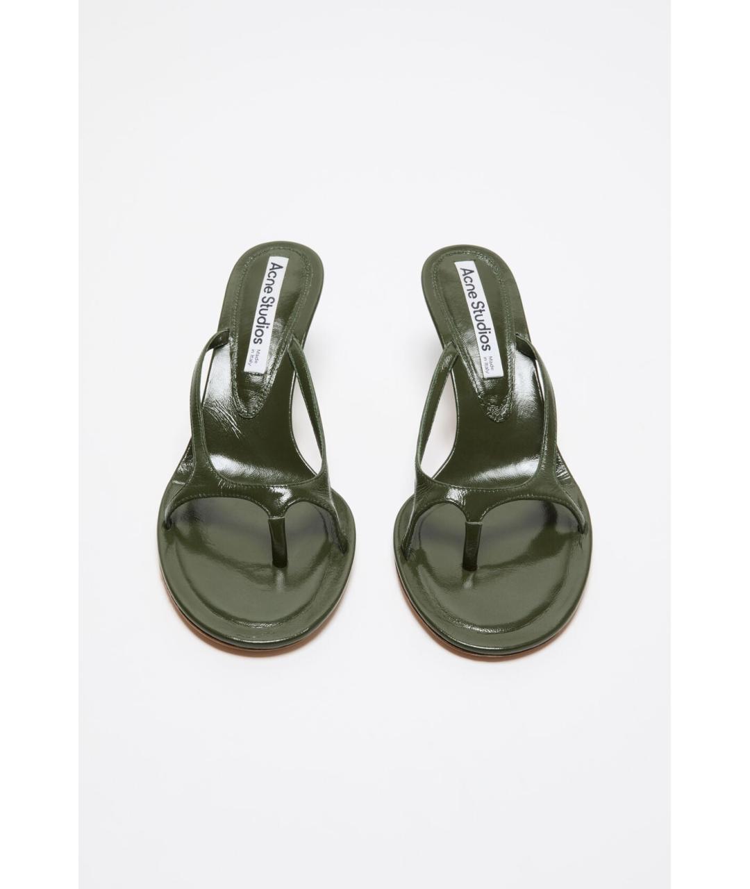 ACNE STUDIOS Зеленые кожаные босоножки, фото 2