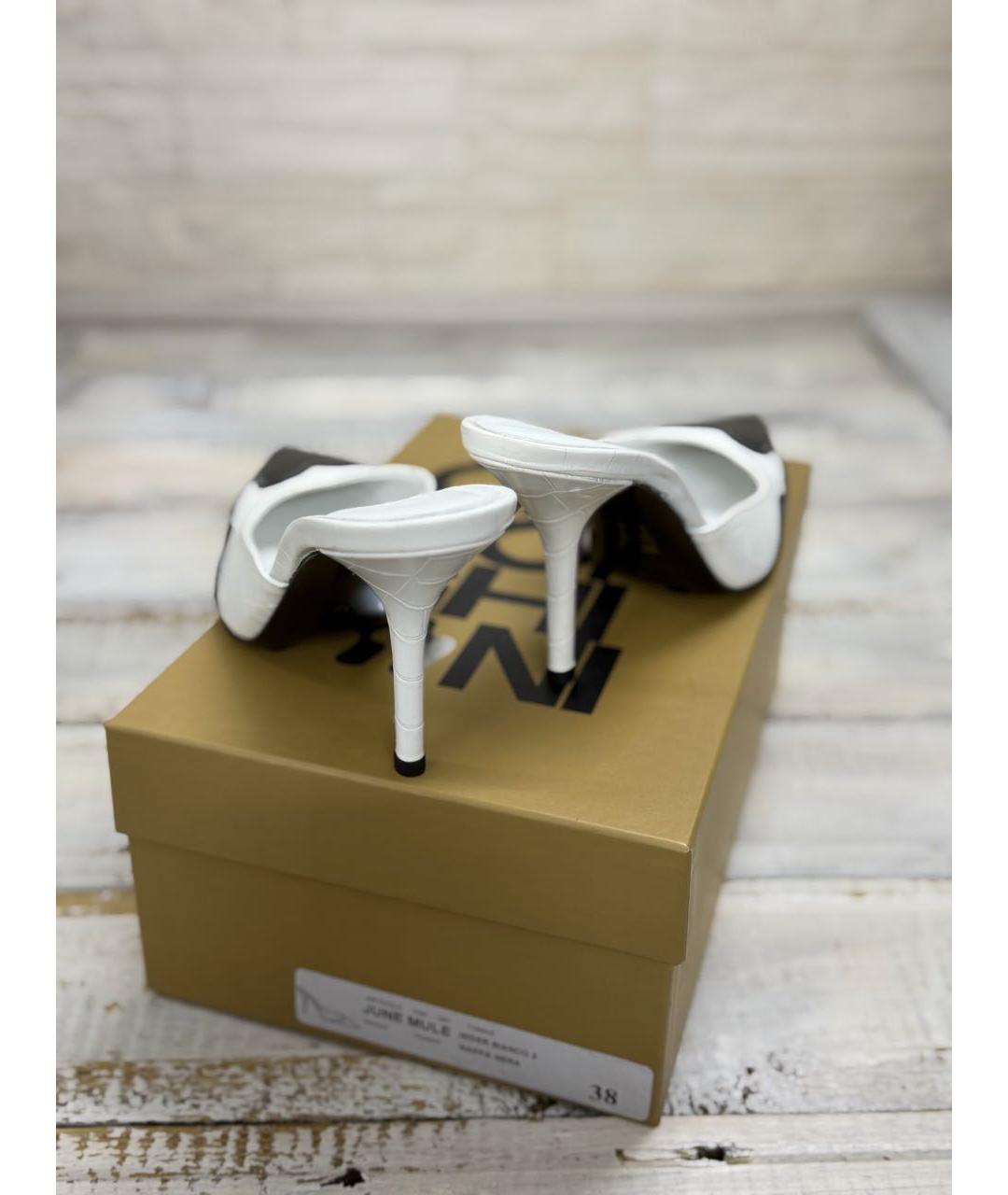 GIABORGHINI Белые кожаные мюли, фото 4