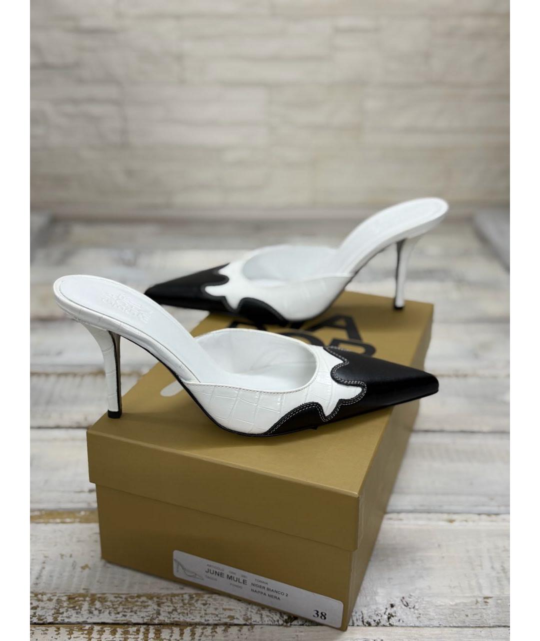 GIABORGHINI Белые кожаные мюли, фото 6