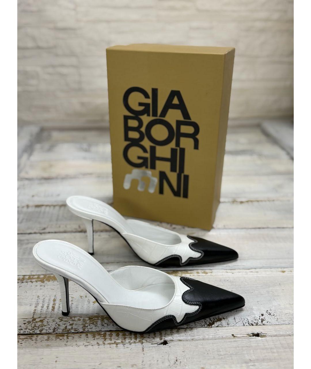 GIABORGHINI Белые кожаные мюли, фото 9
