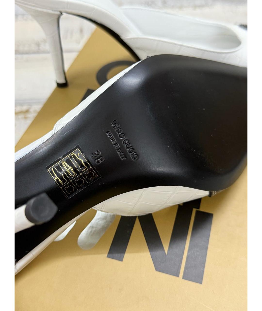 GIABORGHINI Белые кожаные мюли, фото 8