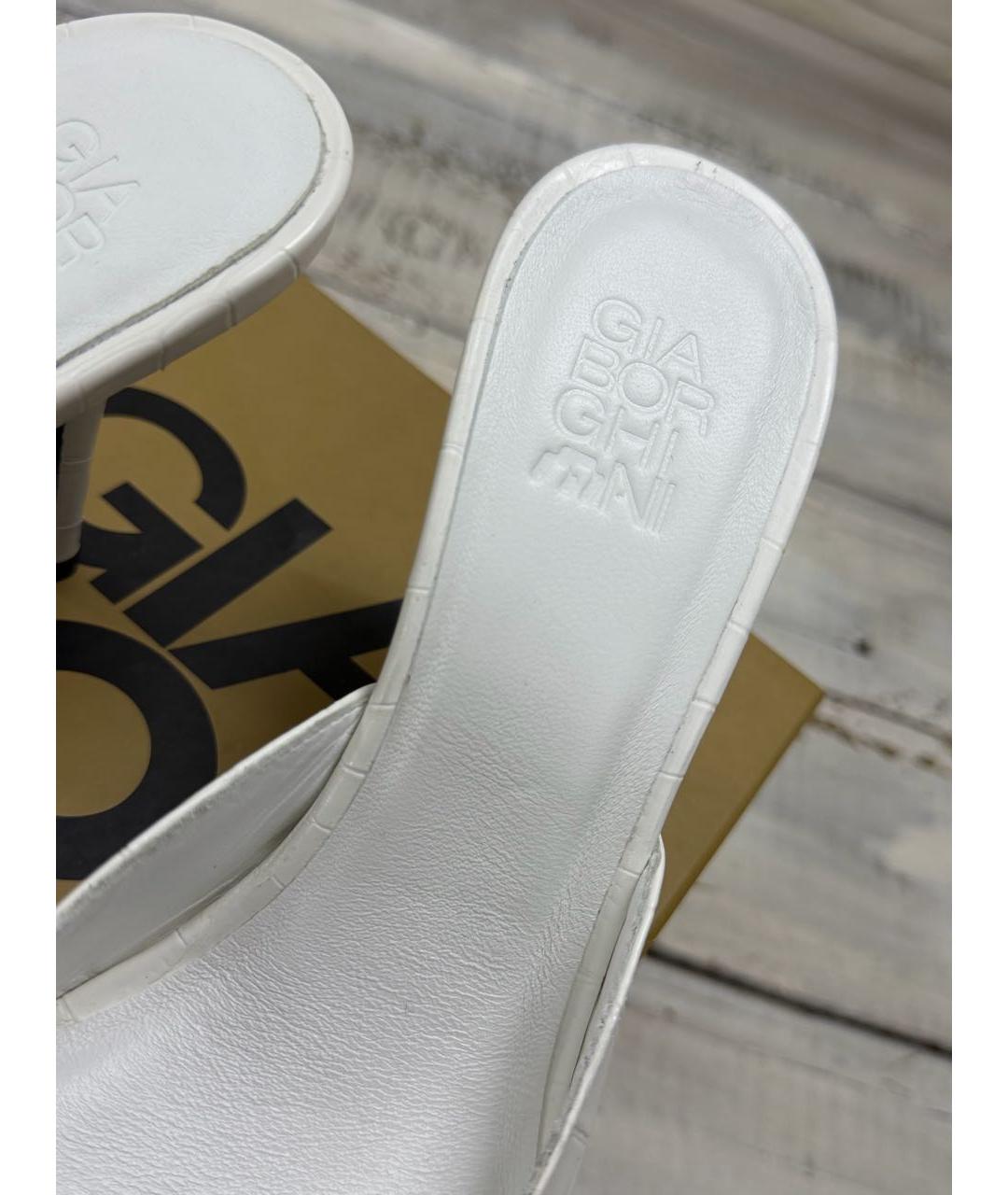 GIABORGHINI Белые кожаные мюли, фото 3