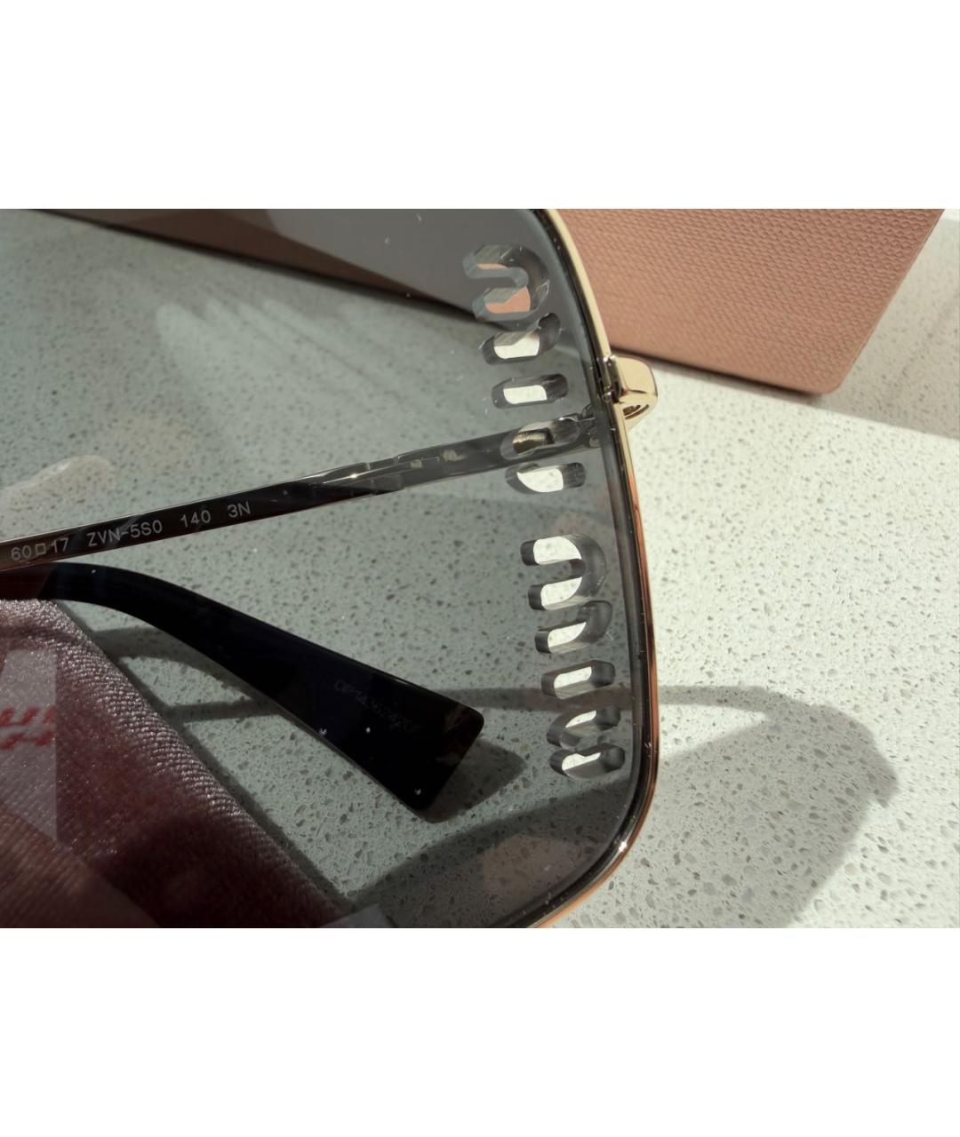 MIU MIU Золотые металлические солнцезащитные очки, фото 3