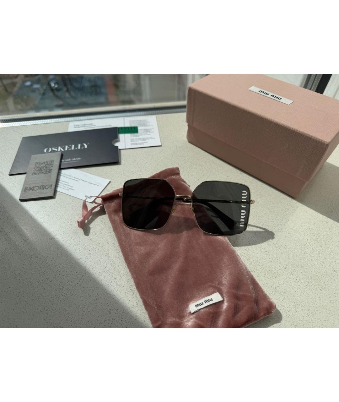 MIU MIU Золотые металлические солнцезащитные очки, фото 2