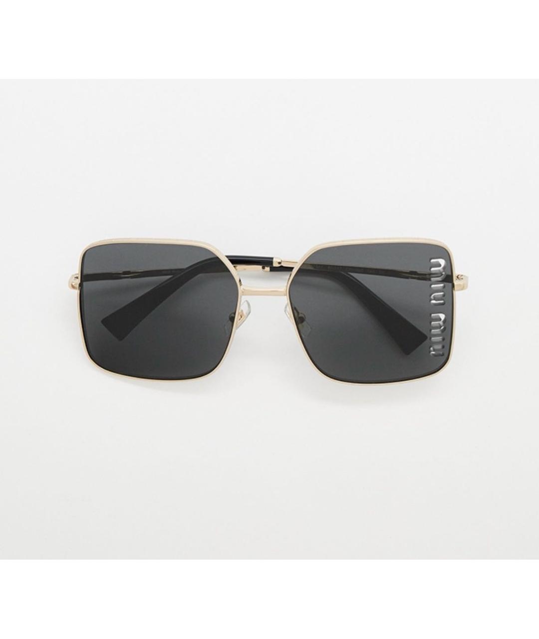 MIU MIU Золотые металлические солнцезащитные очки, фото 9