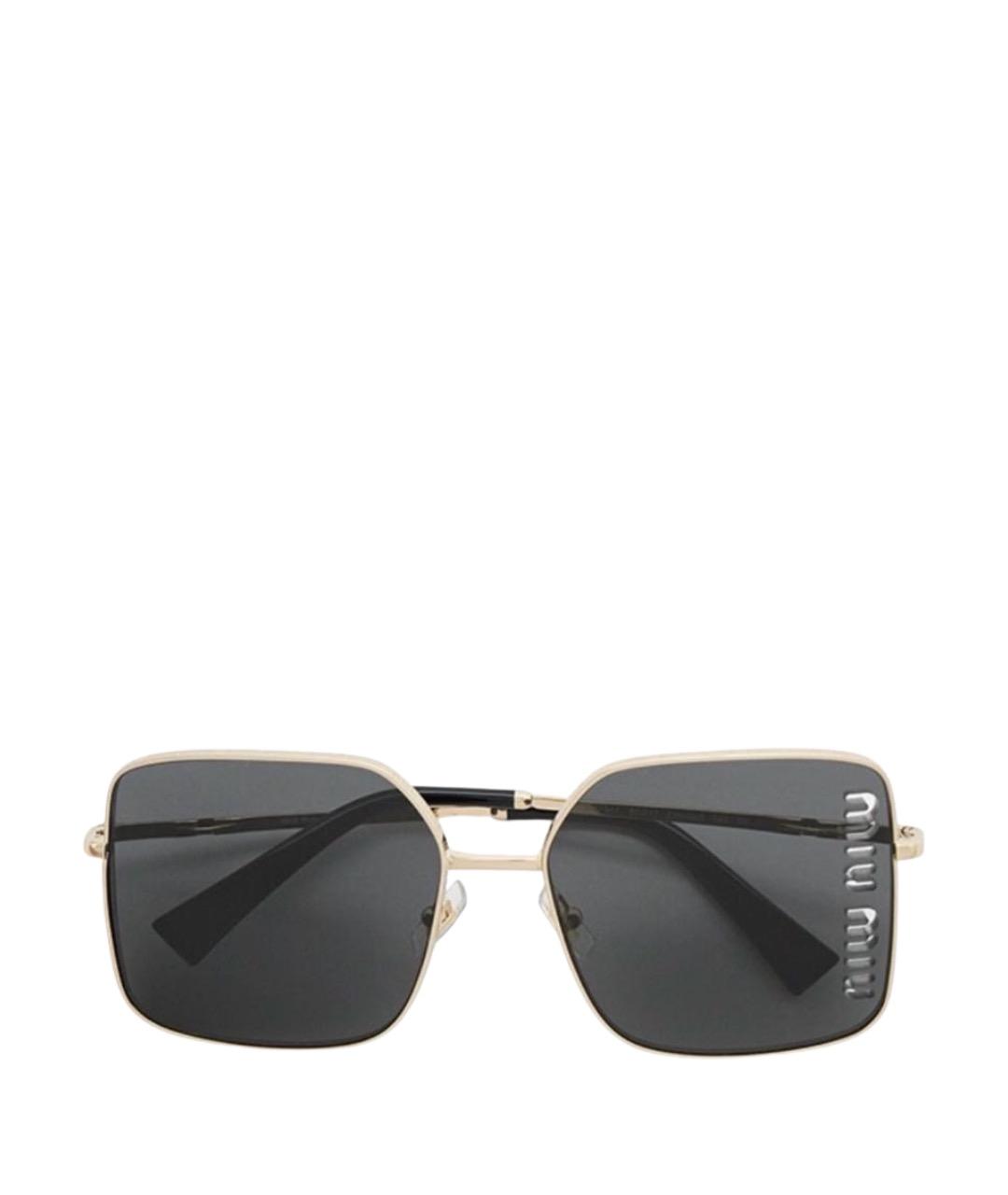 MIU MIU Золотые металлические солнцезащитные очки, фото 1