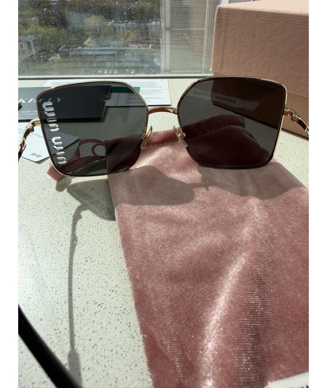 MIU MIU Золотые металлические солнцезащитные очки, фото 8