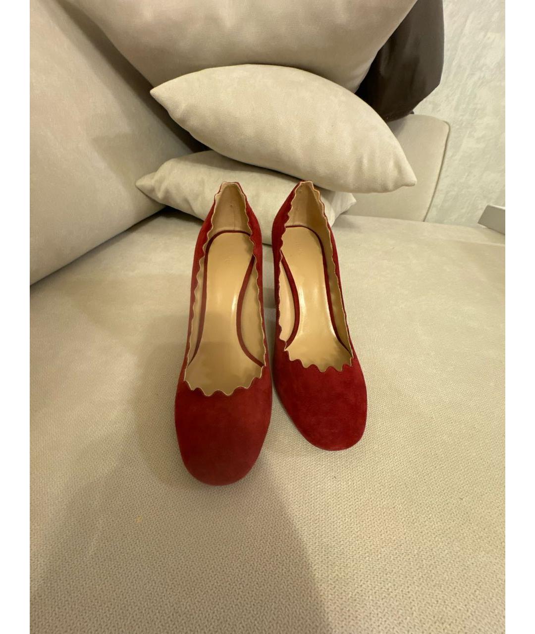 CHLOE Бордовые замшевые туфли, фото 2