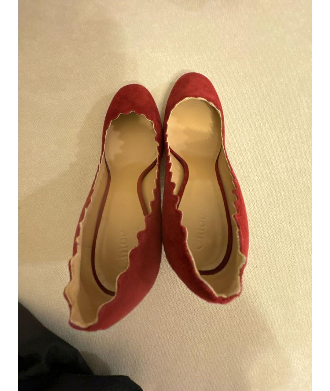 CHLOE Бордовые замшевые туфли, фото 3