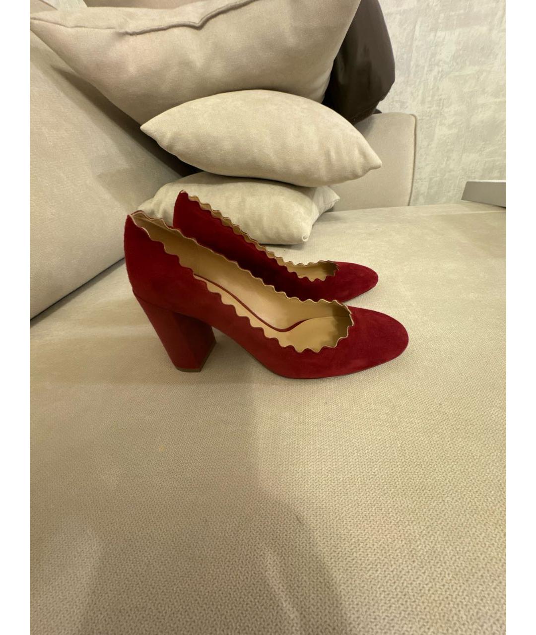CHLOE Бордовые замшевые туфли, фото 5