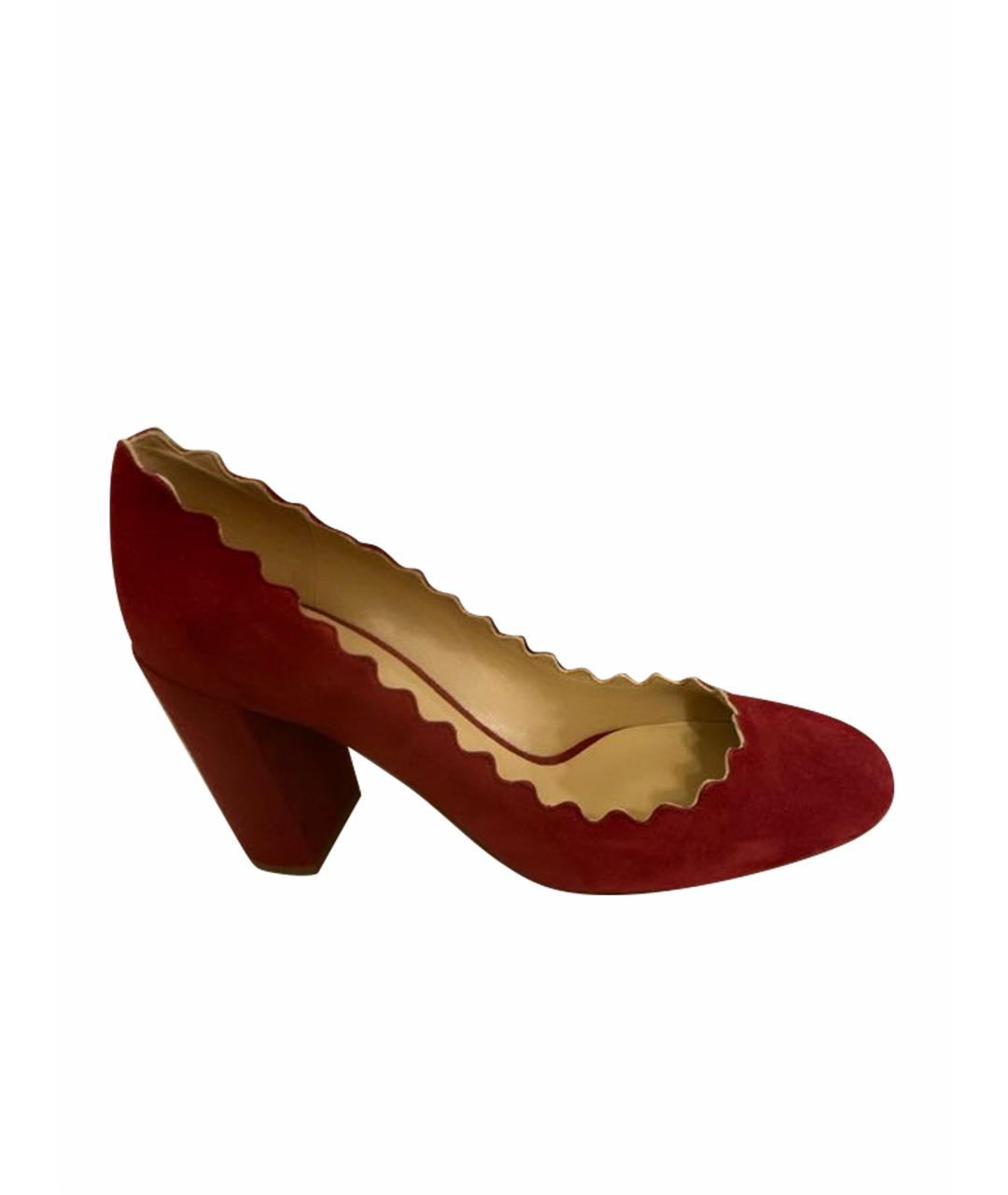 CHLOE Бордовые замшевые туфли, фото 1