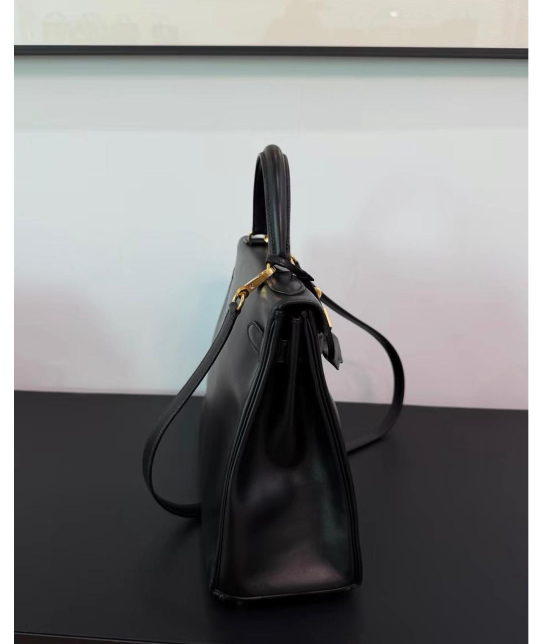 HERMES Черная кожаная сумка с короткими ручками, фото 7
