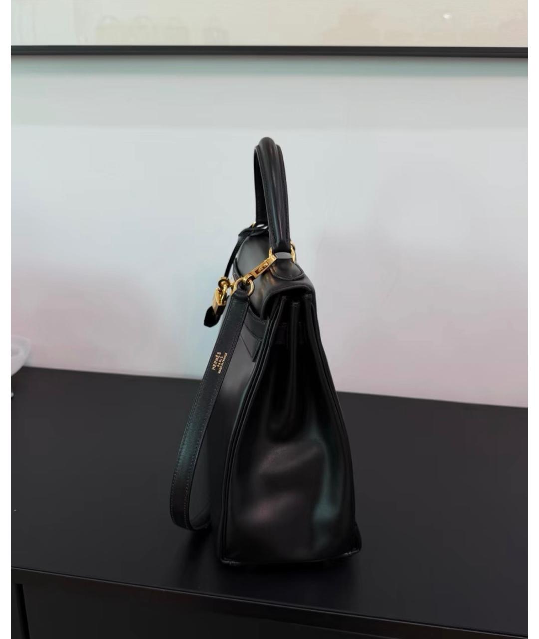 HERMES Черная кожаная сумка с короткими ручками, фото 3