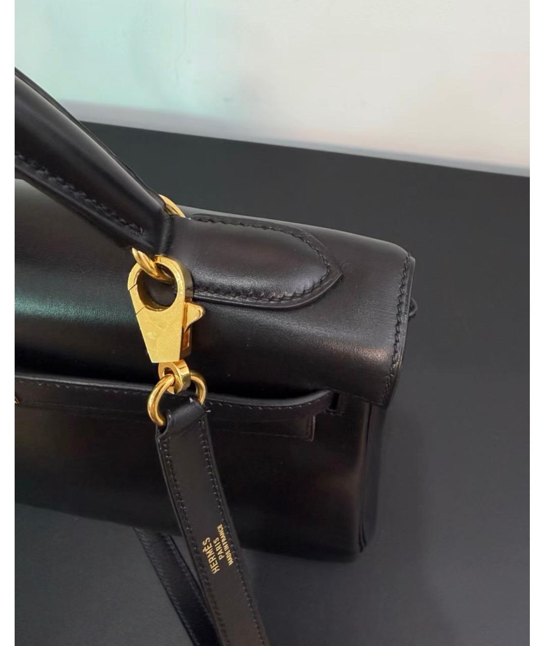 HERMES Черная кожаная сумка с короткими ручками, фото 6