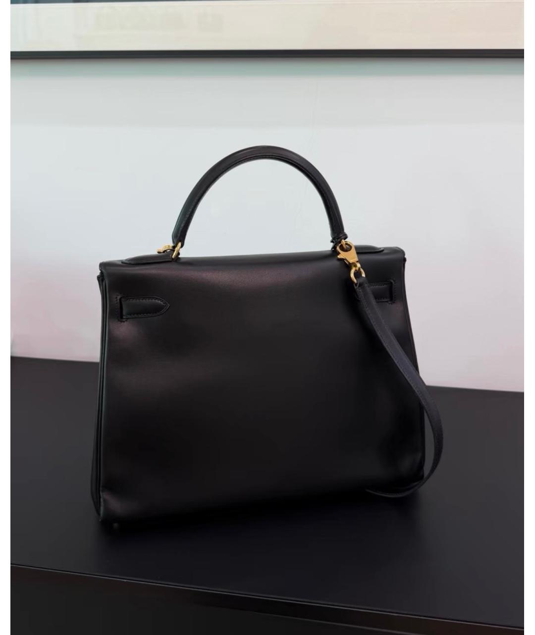 HERMES Черная кожаная сумка с короткими ручками, фото 8