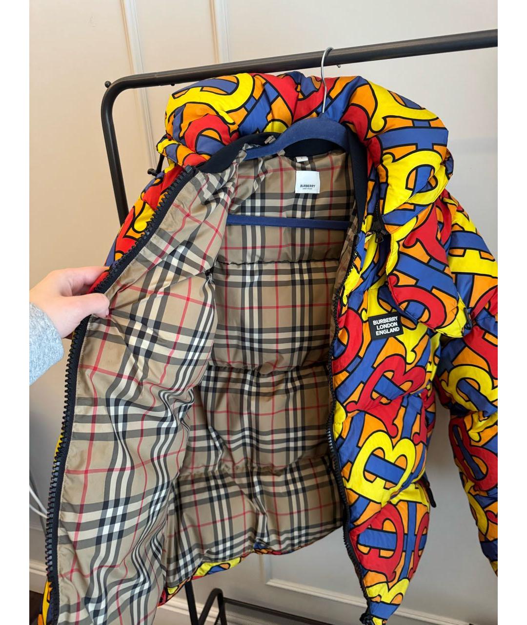 BURBERRY Желтый полиамидовый пуховик, фото 3