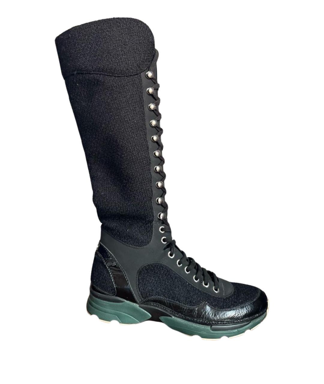 CHANEL Черные текстильные кроссовки, фото 1