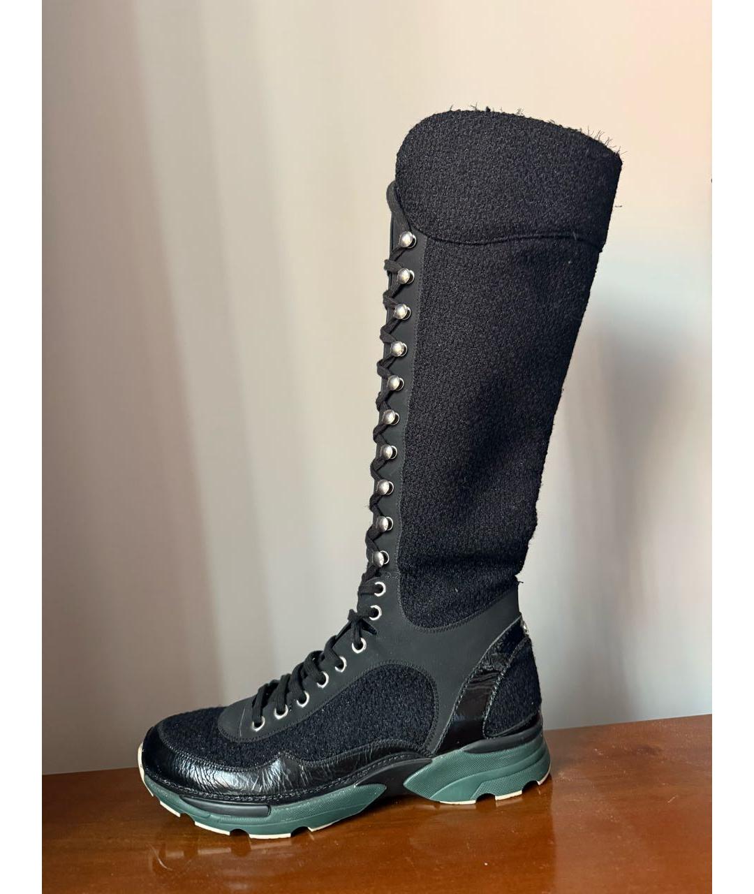 CHANEL Черные текстильные кроссовки, фото 6