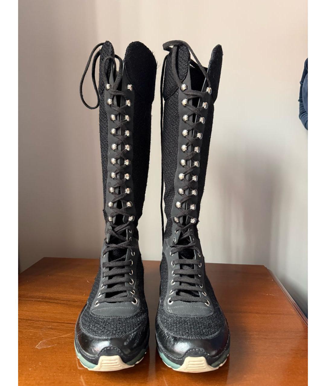 CHANEL Черные текстильные кроссовки, фото 2