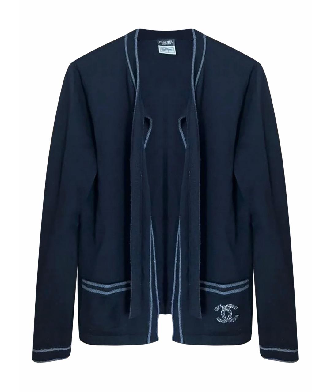 CHANEL Черный шерстяной кардиган, фото 1