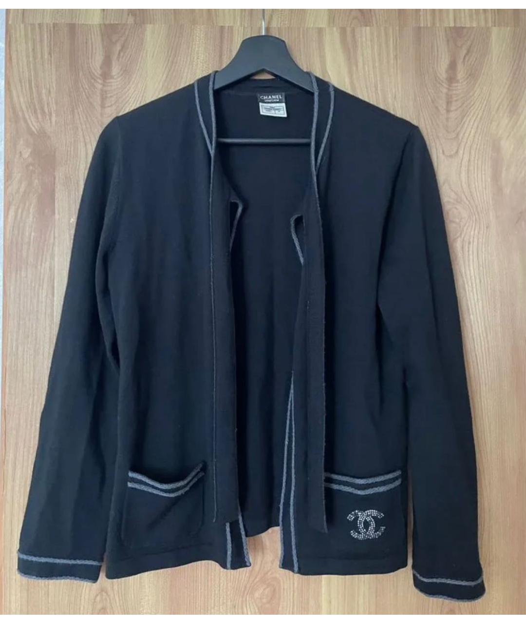 CHANEL Черный шерстяной кардиган, фото 5