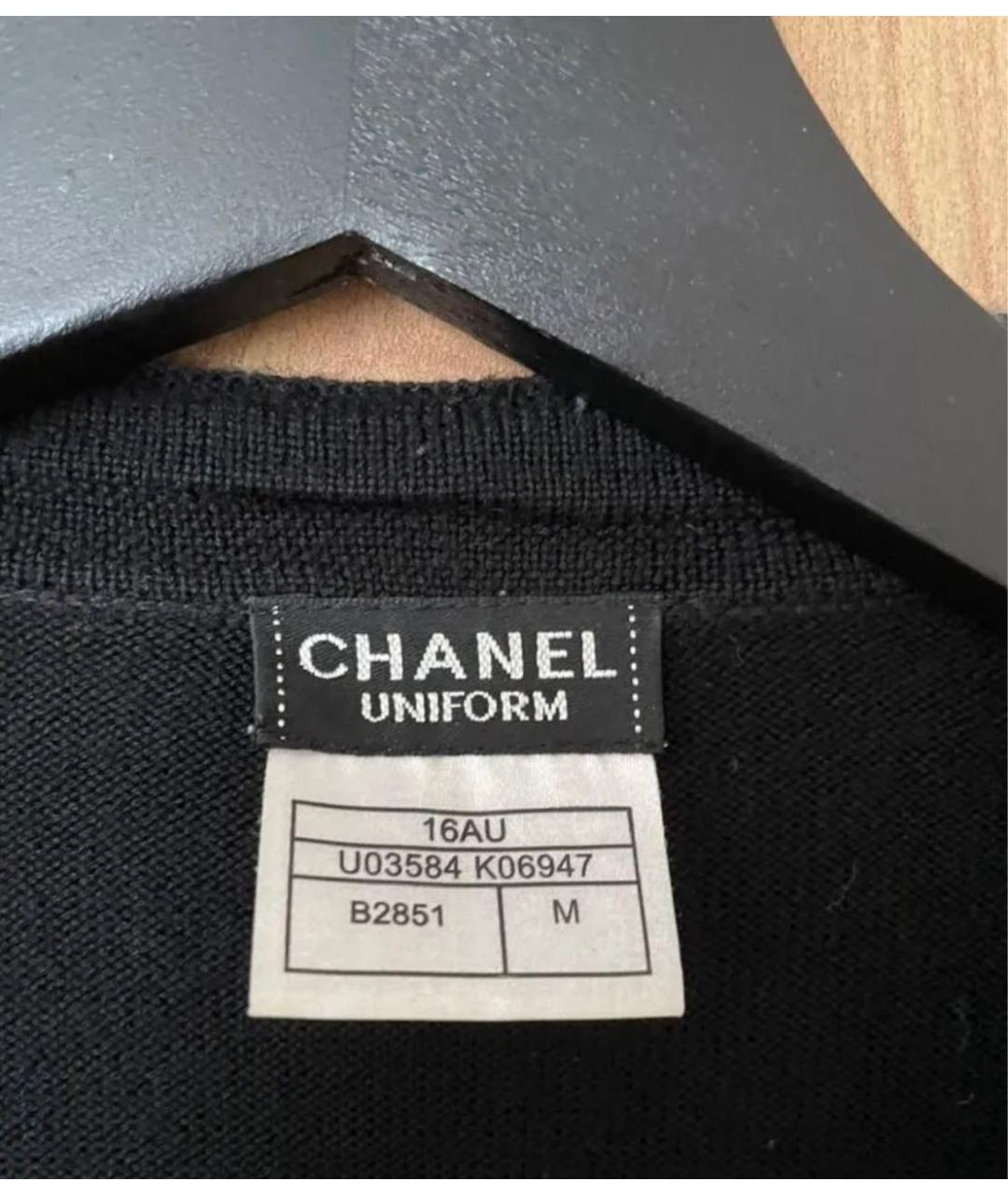 CHANEL Черный шерстяной кардиган, фото 4
