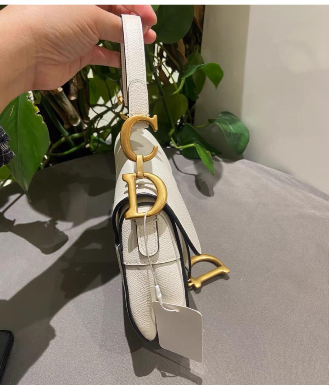 CHRISTIAN DIOR Белая кожаная сумка с короткими ручками, фото 4