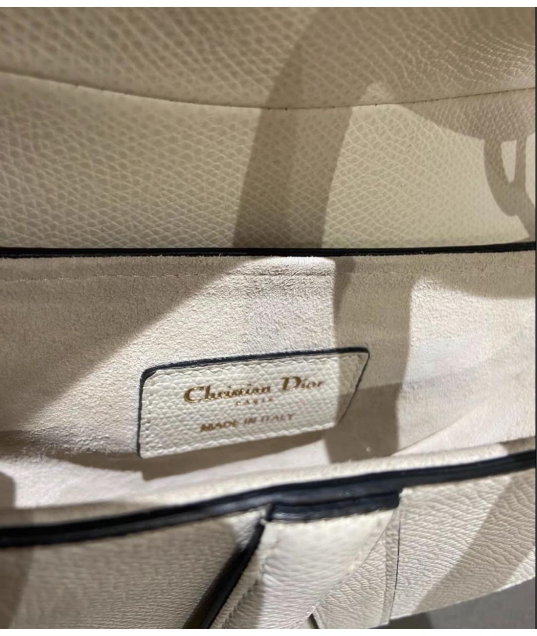 CHRISTIAN DIOR Белая кожаная сумка с короткими ручками, фото 6