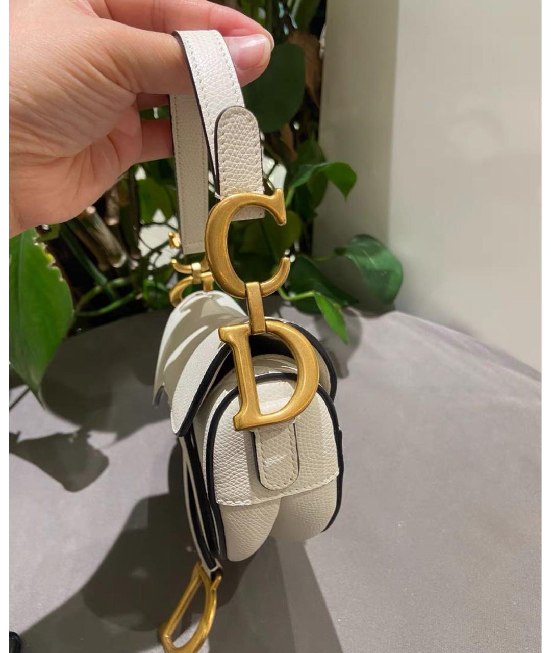 CHRISTIAN DIOR Белая кожаная сумка с короткими ручками, фото 5