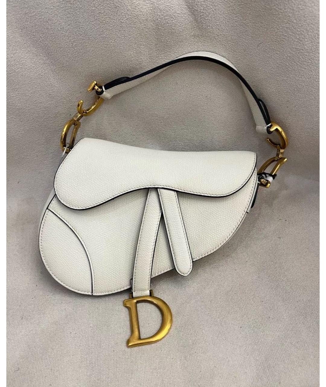 CHRISTIAN DIOR Белая кожаная сумка с короткими ручками, фото 7