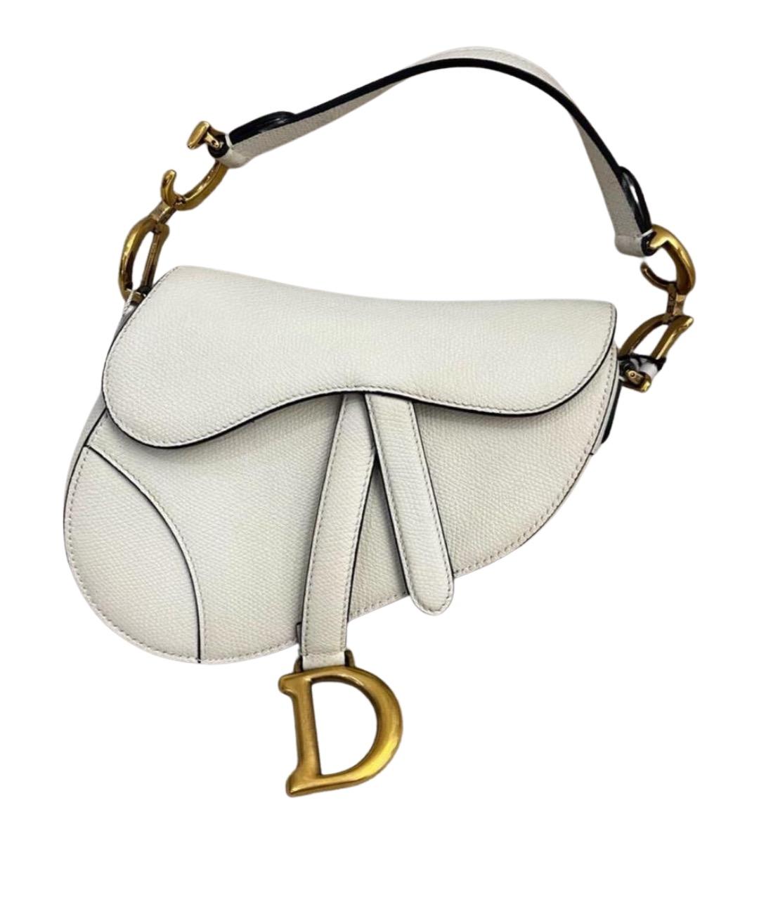 CHRISTIAN DIOR Белая кожаная сумка с короткими ручками, фото 1