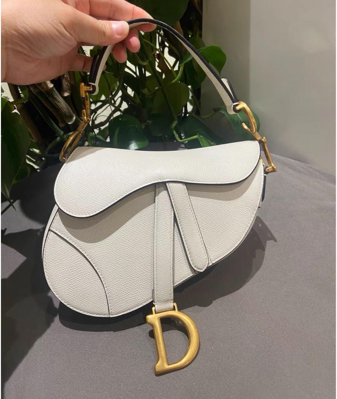 CHRISTIAN DIOR Белая кожаная сумка с короткими ручками, фото 2