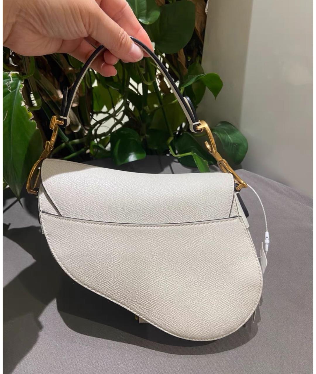 CHRISTIAN DIOR Белая кожаная сумка с короткими ручками, фото 3