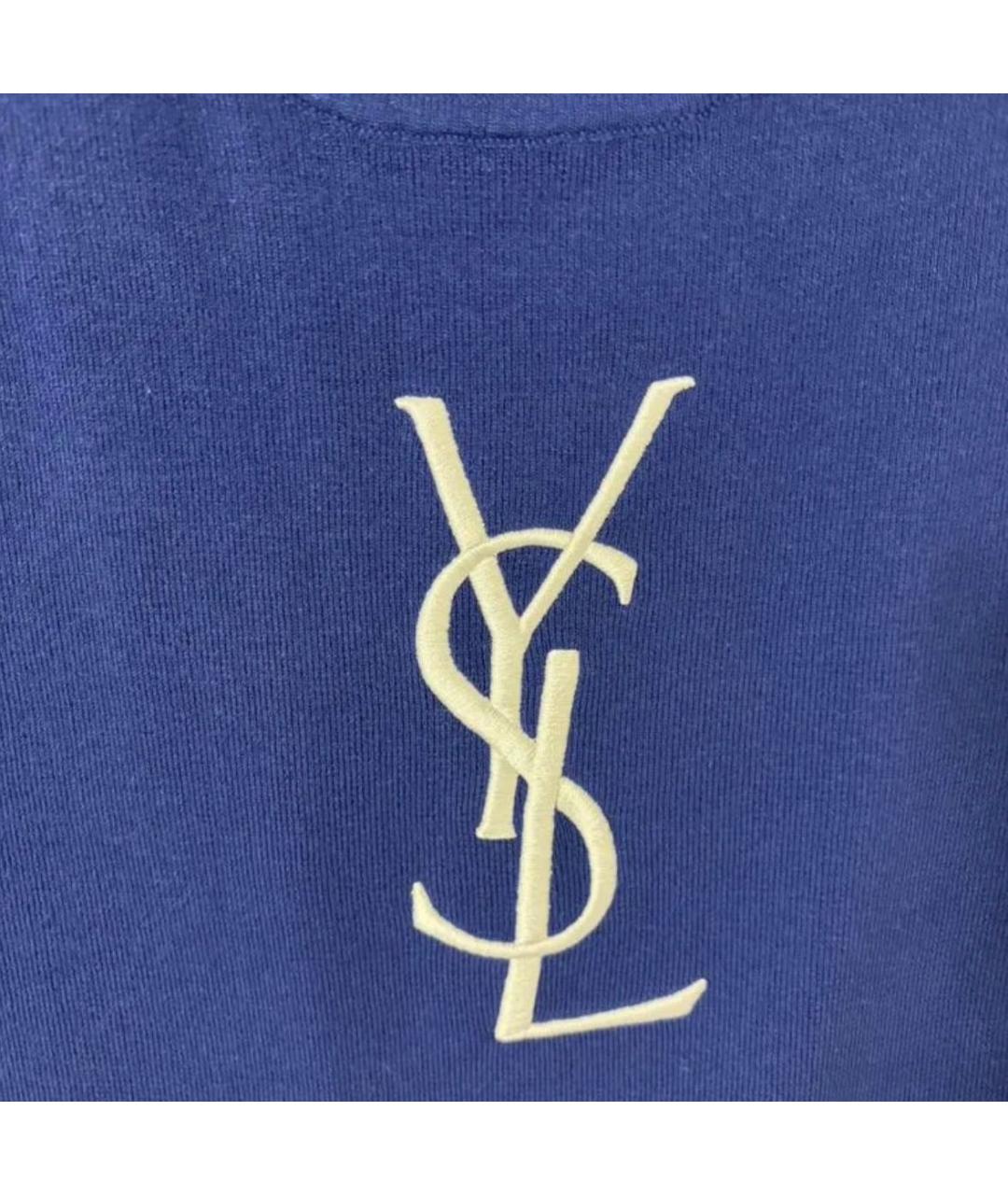SAINT LAURENT Синяя вискозная майка, фото 3